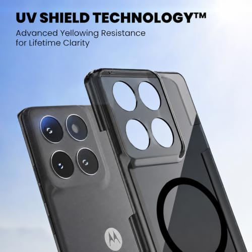 Image of Elzzi Anti Scratch Semi Translucent Cover for Moto Edge 60 Fusion Case, Premium PC + TPU Magnetic Phone Cases Drop Proof, Compatible with Magsafe Slim Never Yellowing Shockproof