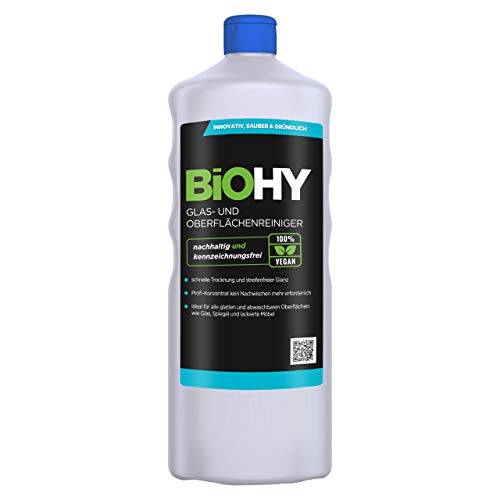 Preisvergleich Produktbild BiOHY Glas- und Oberflächenreiniger (1l Flasche) / Alkoholreiniger Konzentrat / Universalreiniger / Intensiv & Nachhaltig reinigender Automatenreiniger / Profi Bio-Reiniger