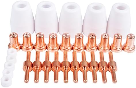 30pcs Plasma cutter machine Consumables Extended(long tips and long electrode) PT-31/LG40 Torch Consumables for 40A 50A Air Plasma Cutter Machine and CUT40 CUT50 CT416 CT520 SUPER200P WELDING MACHINE