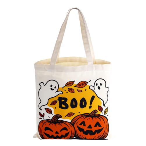 Spooky Basket Stuffers - Halloween Canvas Tote Bag for Trick or Treating, Pumpkin, Ghostface, Scary Halloween Bags for Kids Adults Women Men, Horror Ghost Merch, Hallo-ween Boo Basket Stuffers