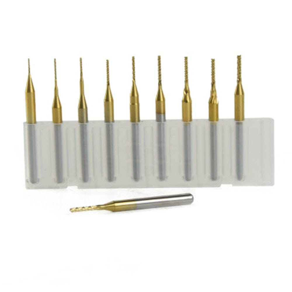 10pcs / lot Titanium Nitride Coated Carbide PCB CNC Drill Bits Router 1.5mm
