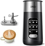 DREO Milk Frother [Upgraded], 8-in-1 Electric Milk Frother, 435ml Silent Milk Steamer & Hot Chocolate Maker, 45dB Stainless Steel Automatic Foam Frother for Latte Art-Level Microfoam, Coffee, LED