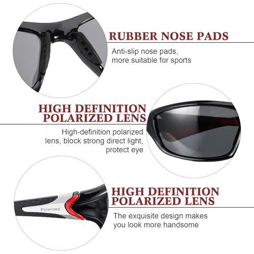 Cindeer 6 Pairs Men's Polarized Sunglasses UV Protection Wrap Around Sports Sunglasses for Hiking Fishing Driving3