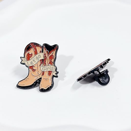 Image of Cowboy Cowgirl Boots Hat Lucky Enamel Pin Brooch for Women Girls Boys 2 Pcs Brown Western Cute Novelty Lapel Pins Star Letter Brooches Travel Adventure Badge Backpack Jewelry Decoration