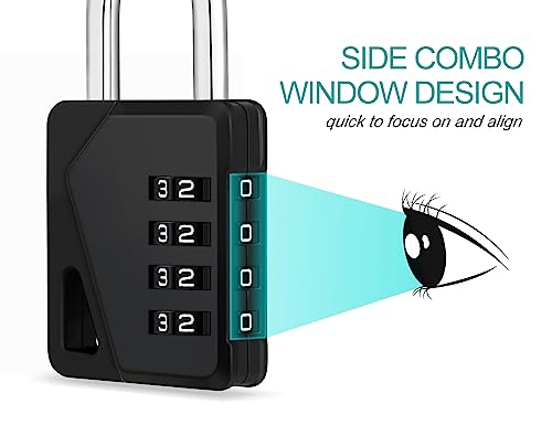 Image of ZHEGE Locker Locks with Code for School, Gym, Work (Black, 2 Pack) | Small Padlocks Combination with DIY Name Badges, Easy to Read & Big White Number