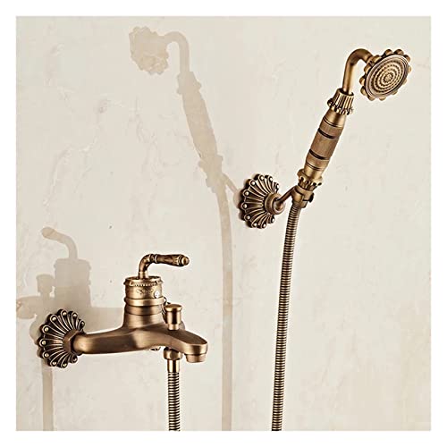 Robinet de baignoire rétro mural antique mitigeur bain avec douchette - 2