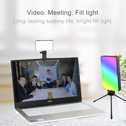 Image of GIFTMAX Mini Portable LED RGB Video Light with Tripod for Video Conference, Soft Lighting, Light with Clip for Laptop, Computer Light (RGB Mini Light + Tripod Leg)