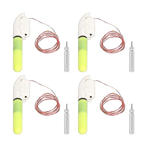 Yuezhongoo 4 Pcs LED Fishing Glow Stick, ABS Copper Fishing Glow Sticks Waterproof LED Night Fishing Bite Alarm for Night Fishing(Green Tri-Light)