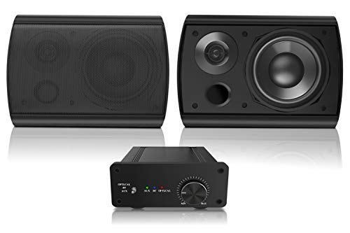 Pohopa 5.25 Inch Outdoor Speakers with Bluetooth Stereo Amplifier Receiver | All-Weather Durability