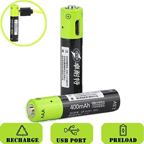 SOEKAVIA 1.5V AAA Battery Rechargeable Lithium 400mAh, USB Charged, Overcharge Protection, with USB Cable /2Pcs