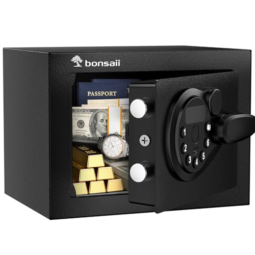 Bonsaii Safe Box with Electronic Keypad, Steel Security Lock Box with Key, 0.23 Cubic Feet, 9.06' W...