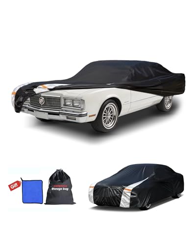 Image of Multi-Layer Car Cover Custom Fit for Buick Riviera (1966-2000), 100% Waterproof All Weather for Automobiles, Gift with Towel, Heavy Duty Car Covers for Rain Sun UV Protection with Door Zipper.