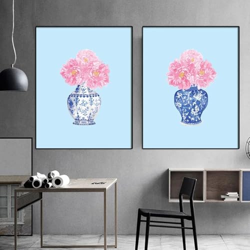 Photos mur chambre fleurs bleu et blanc pour ambiance zen et douce