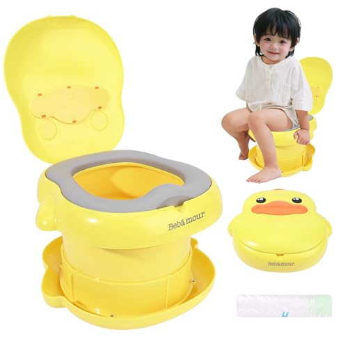 Bebamour Baby Potty Training Toilet Seat Portable Potty for Toddlers Travel Potty for Boys and Girls with Potty Liners, Yellow