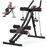 MERACH Ab Machine, Adjustable Dual Track Ab Trainer Machine, Ab Workout Equipment for Home Gym, Ergonomic Arc Track for Better Abs, Foldable Workout Machine for Full Body Workout Home Exercise (Black)