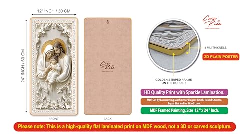 Image of Casa Rica Jesus Holy Family photo frame painting wall hanging home decoration for wall (12 inchx24 inch) (TS 061) laser cut