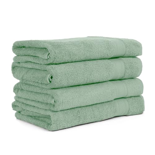 Image of Arvind 100% Cotton Towels for Bath | Towels for Bath Large Size | 500 GSM Bath Towel - Soft & Absorbent | 4 Piece Bath Towel for Men /Women | Urban Comfort | 70 cm x 140 cm - Aqua Green