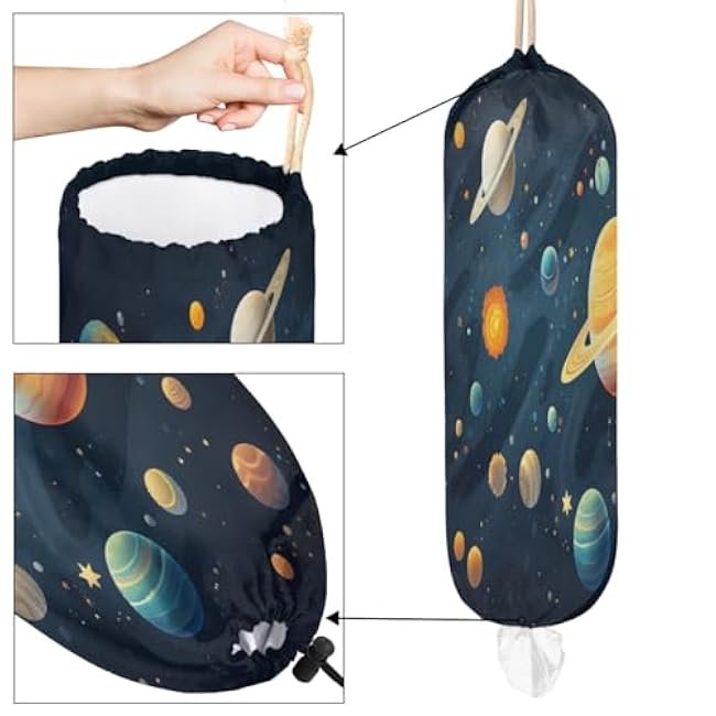 Grocery Plastic Bags Holders and Dispenser, Artistic Galaxy Shopping Bag Holder Organizer Glitter Galaxy Grocery Bag Carrier Storage for Home Kitchen Office Decor