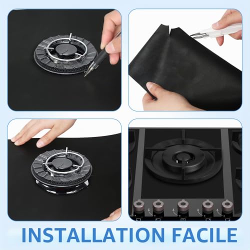 Protection plaque cuisson gaz résistant aux hautes températures Tapis de cuisinière à gaz résistant à la chaleur et antifouling Protection four 52,8 x 78 cm divisé en 3 pièces couvercle réutilisable – vue 7