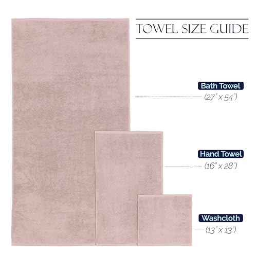 Image of Elegant Comfort Premium Cotton 8-Piece Towel Set, Includes 4 Washcloths, 2 Hand Towels and 2 Bath Towels, 100% Turkish Cotton - Highly Absorbent and Super Soft Towels for Bathroom, Dusty Rose