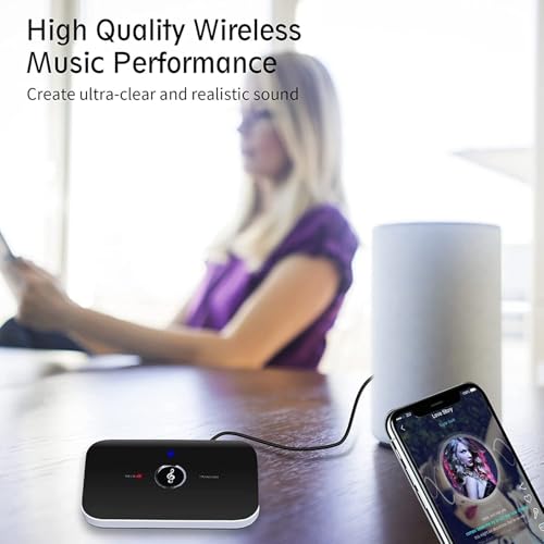 Image of MICROWARE Bluetooth 5.0 Transmitter and Receiver, 2-in-1 Aux Wireless 3.5mm Adapter Wireless Audio Adapter for TV Audio Portable Wireless Receiver for Car /Home Stereo System