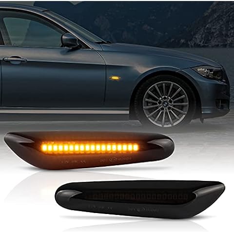 OZ-LAMPE Side Indicator, 2Pcs Side Repeater Compatible for BMW E90 E60 E46 E91 E92 E93 E61 E53 X3 E83 X 1 E84 E81 E82 E87 E88,LED Turn Signal Light Canbus Error Free Side Repeater Marker Blinker Cover