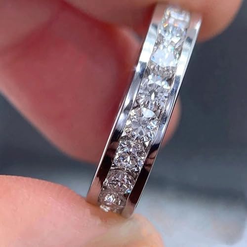 Silver Plated Cubic Zirconia Engagement Rings Wedding Bridal Band Promise Rings Evening Parties Anniversary Valentine's Day Gifts Eternity Bands for Women3