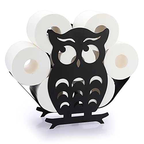 IGNPION Support de Rouleau de Papier Toilette Porte-Papier en métal Stockage de Papier en Forme de Hibou pour Salle de Bain (Noir)
