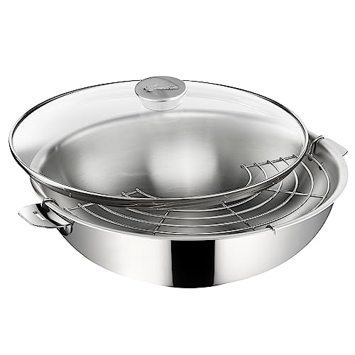 Wok 12138042230 cm con coperchio in vetro