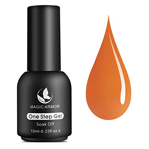 MAGIC ARMOR One Step Gel Nail Polish No Need Base and Top Coat Fast Cure UV Gel Polish 10ML Nail Art Manicure Kit Gift Box Orange - 008