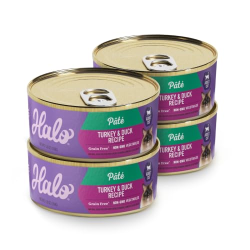 Halo Pate Wet Cat Food, Real Turkey & Duck Recipe, 5.5 oz Can, 4-Pack - image 1
