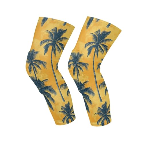 JUNZAN Yellow Tropical Vintage Basketball Knee Pads for Youth Kids Wrestling Knee Pads with Sleeves Sport Kneepads for Volleyball Football