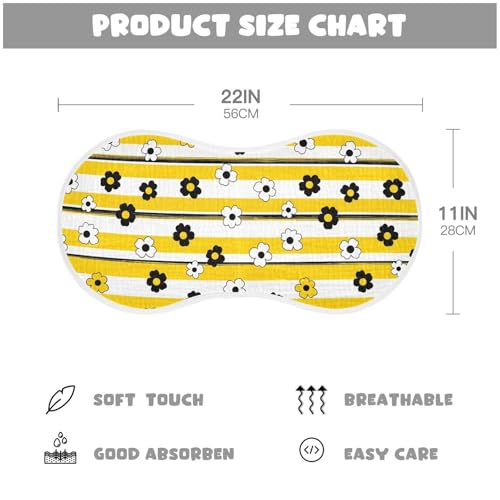 2 Pack Muslin Burp Cloths Floral Yellow Cotton Baby Burp Cloths Ultra Absorbent Soft Burping Cloth Washcloths for Baby Boys Girls 22"x11"2