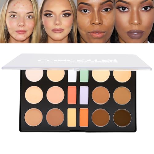 Pallet of the Corrector Foundation, crema de corrector para ellos, 18 colores para la crema facial impermeable, paleta de contorno de belleza de larga duración para reuniones,