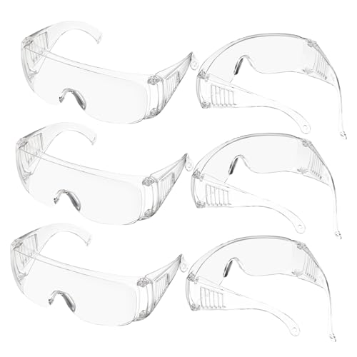 TOPPERFUN 6pcs Lab Protective Glasses Ventilated Louver Lenses Impact-resistant Safety Eyewear Side Shields for Construction and Laboratory Use