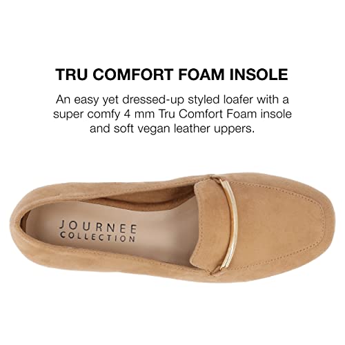 Image of Journee Womens Loafer Flat Notched Topline Square Toe Slip-On Block Heel - Wrenn Casual Dress Shoe