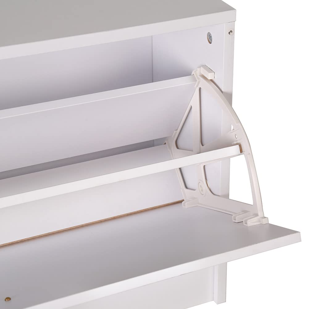 BAKAJI Scarpiera Salvaspazio Slim Compatto Portascarpe Cassetti Ribaltabili Arredamento Dimensioni Ridotte Mobile Basso Dimensioni 80x24x45 cm (Bianco)