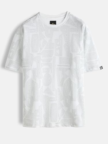 Image of WROGN Men's 100% Cotton T-Shirt | Stitch All-Over Print | Oversized Fit