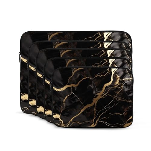 Funda para laptop 15 pulgadas negro mármol oro miniatura 3