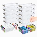 GEOPHIA Extra große Stiftebox mit herausnehmbaren Trennwänden, verdicktes Kunststoff-Federmäppchen, transparente Aufbewahrungsbox für Buntstifte, stapelbare Marker-Organizer, Behälter für Stifte