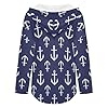 Noble Ren Nautical Funny Anchor Pattern Womens Hoodies Long Sleeve Sweatshirt Drawstring V Neck Tops 3XL Black #4
