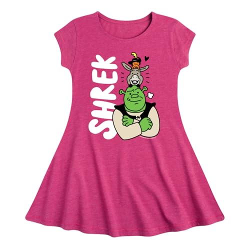 HYBRID APPAREL Shrek - Shrek Stacked Characters - Toddler & Youth Girls Fit & Flare Dress