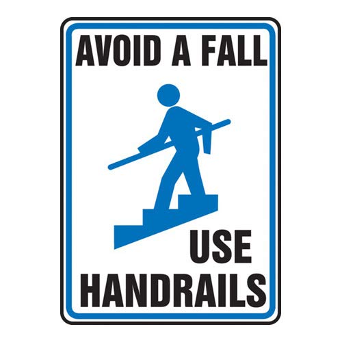 Panneau de signalisation escalier Use Handrails en Dura-Plastic