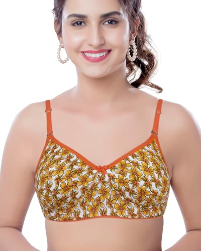 Image of Brida Monica Women's Wide Strap Bra - Soft Hosiery Cotton, Non-Padded, Wireless, Seamless Full Coverage T-Shirt Bra