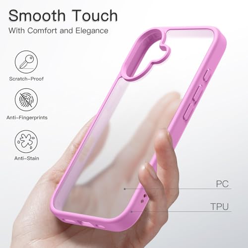 Image of JETech Matte Cover Case for iPhone 16 Plus 6.7-Inch, Shockproof Military Grade Drop Protection, Frosted Translucent Back Phone Cover, Anti-Fingerprint (Pink)