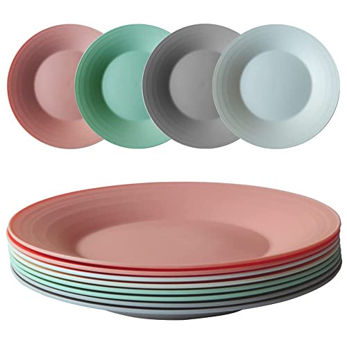 greenandlife Lot de 8 Assiettes, 25.5 cm Assiette Plastique Reutilisable, Assiettes au lave-vaisselle et au micro-ondes,Incassable et leger