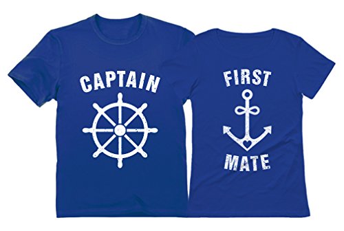 Tstars Funny Captain & First Mate Nautical Sailing Matching T-Shirts Set Couples Gift
