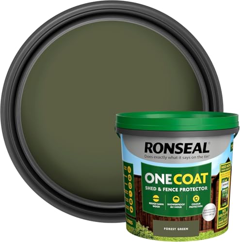 One Coat Fence Life Paint 5L Forest Green Durable Weatherproof Wood Paint for Fences & Sheds One Coat Coverage Fade-Resistant Quick-Drying Outdoor Protection