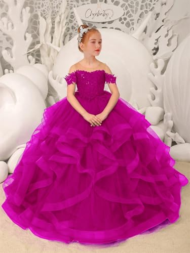 Pageant Dress for Girls - Off Shoulder Ruffle Flower Girl Dress for First Communion3