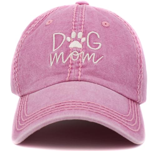 Image of KBETHOS Dog Cat Mom Dad Theme Womens Baseball Cap Distressed Vintage Unconstructed Embroidered Patch Hat